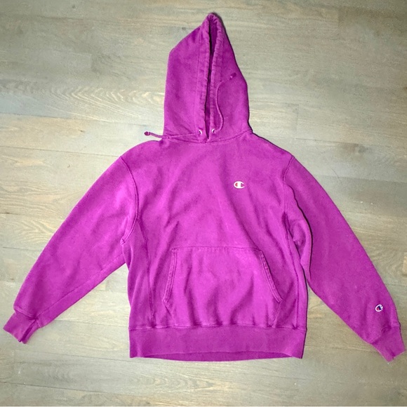 Purple Champion Reverse Weave Hoodie (C Logo). - Picture 1 of 3